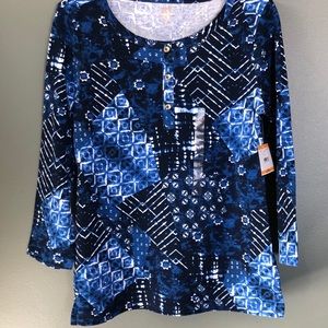 Anne Klein Sport Women's Top Multi Indigo Size S